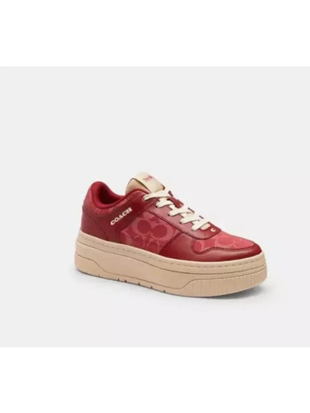 Coach Platform Sneaker In Signature Denim Sneakers Women's Size 10 Red Monogram